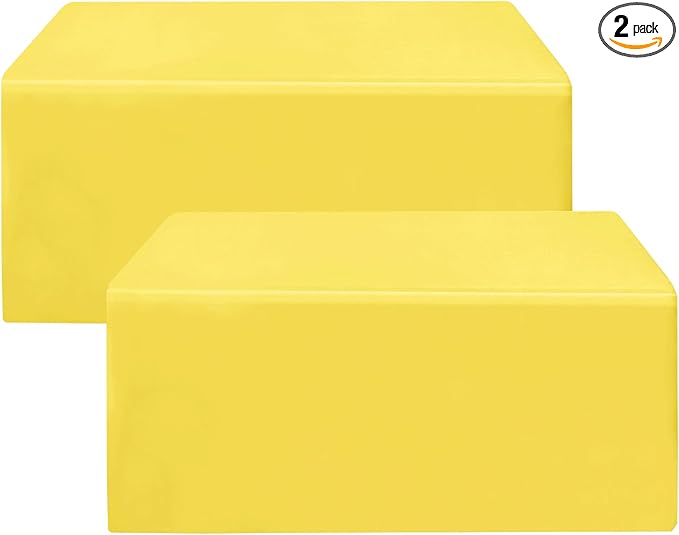 HolidayIdeas Yellow Fitted Table Covers - 96 x 30 Inch - 2 Pack Rectangle Tablecloths for 8 Foot Tables, Polyester Fabric Tablecloth for Parties, Baby Shower, Wedding, Trade Show