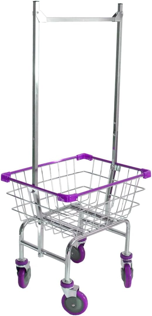 CHAMIN 1.5BU Chrome Coated CART for House and Commercial (Lavender Color) (Chrome, 1.5 Bushel)