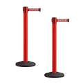 Crowd Control Warehouse CCW Series RBB-150 - Set of 2 Stanchion Retractable Belt Barriers - 16 Foot, Red"Caution - DO NOT Enter" White Letters Belt with Red Post - Easy Assembly