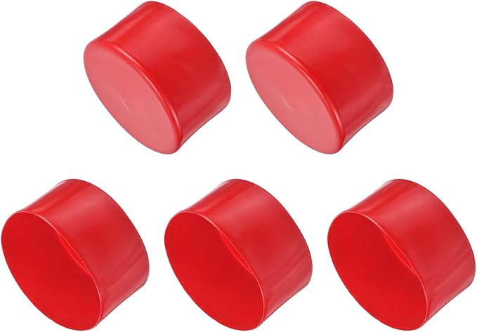 uxcell 5pcs Rubber End Caps 3 15/16"(100mm) ID Vinyl PVC Round Tube Bolt Cap Cover Screw Thread Protectors Red