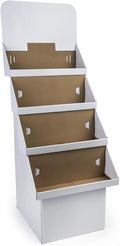4-Tier Point of Purchase Dump Bin Display with Removable Header, White Corrugated Cardboard - Sold in Sets of 2