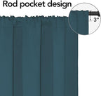Easy-Going Rod Pocket Blackout Curtains for Bedroom, Room Darkening Window Curtains for Living Room, Thermal Insulated Noise Reduction Solid Window Drapes, 2 Panels(42x45 in, Bluestone)