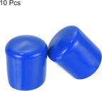 uxcell 10pcs Rubber End Caps 24mm ID Vinyl Round Tube Bolt Cap Cover Screw Thread Protectors Blue