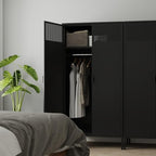 Metal Storage Cabinets Locker with Hanging Rod and Adjustable Shelves, 71'' Clothing Steel Storage Wardrobe for Home & Office, School, Employee,Gym(Black, 71''H-Wardrobe)