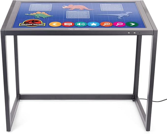 Displays2go 43" Interactive Touch Desk with PCAP Touchscreen – Digital Display Desk, Wheelchair Accessible, Touchscreen Kiosk for Retail & Education – Black