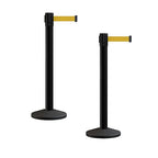 Crowd Control Warehouse CCW Series RBB-150 - Set of 2 Stanchion Retractable Belt Barriers - 16 Foot, Yellow Belt with Black Steel Post - Easy Assembly