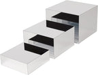 3 Pcs Acrylic Risers for Display, Acrylic Cube Box Food Display Risers Stand Shelf for Catering Dessert Collectibles Jewelry Figures Party (Silver3pc)