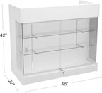 48" W x 22" D x 42" H - Retail Display Case,Ledgetop Counter with Showcase Front, White Retail Counter with Glass Display Cabinet