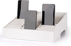 36-Grid Wooden Cell Phone Holder Desktop Organizer Storage Box for Classroom Office (White 36-Grid)