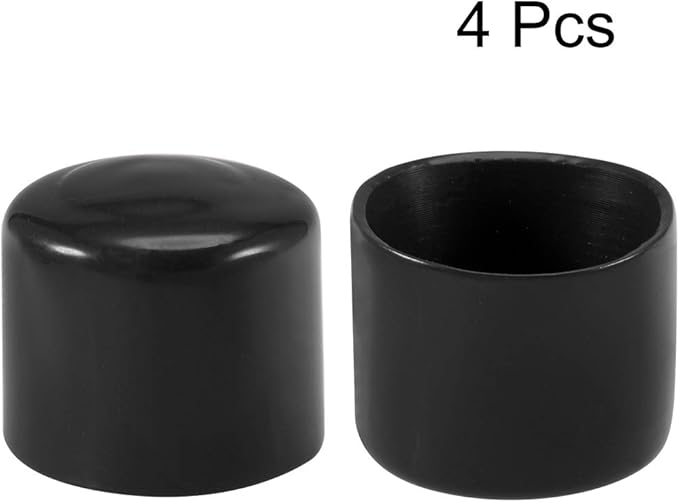 uxcell 4pcs Rubber End Caps 48mm ID Vinyl Round End Cap Cover Screw Thread Protectors Black, 40mm Height