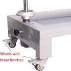 Manual Table Stretch Film Dispenser Wrapping Pallet Machine, Heavy Duty Film Dispenser Wrap Bench for 12-27.5" Rolls Film, with Rolling Wheel & Brake Knob and Sunken Storage Tray