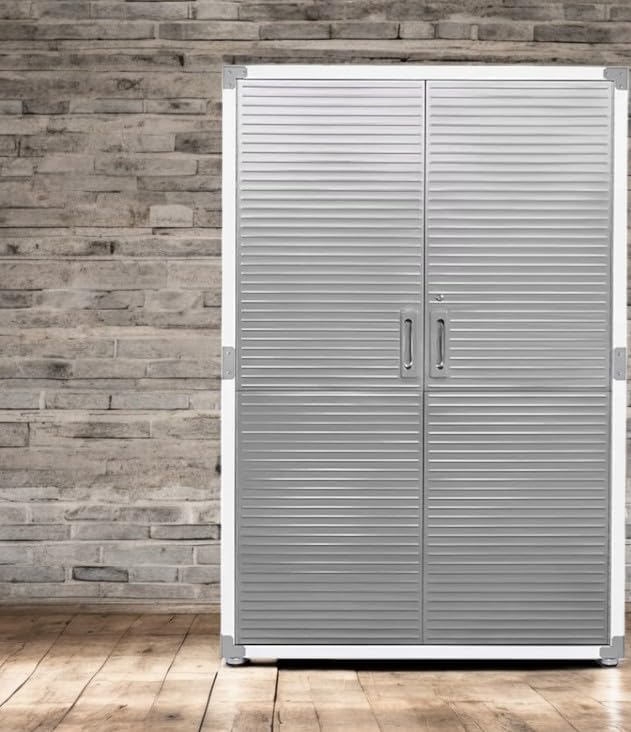 Heavy Duty Storage Solid Stainless Steel Cabinet with Lockable, Adjustable Shelf, Metal Garage Organizer (White, 48" W x 24" D x 72" H)