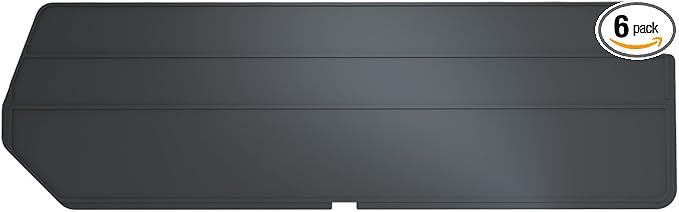 Akro-Mils 40234 Plastic Length Dividers for AkroBins Stackable Storage Bins Model 30234, Custom Storage Inserts for Tools, Crafts & Supplies, 6-Pack, Black