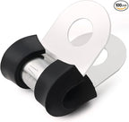 100PCS Cable Clamps 1/8 Inch 304 Stainless Steel Cable Clamps Rubber Coated Cushioned Insulated Cable Clamp,Automotive Wire Clamps,Pipe Clamps,Metal Clamp for Tube,Wire Cord Installation(3mm)