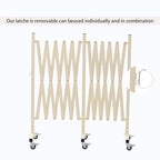 GYMTIME Expandable Metal Barricade, Flexible Mobile Safety Barrier, Folding Security Gate with Casters, Adjustable Traffic Temporary Fence for School, Shopping Mall, 16 Feet, Milkyellow