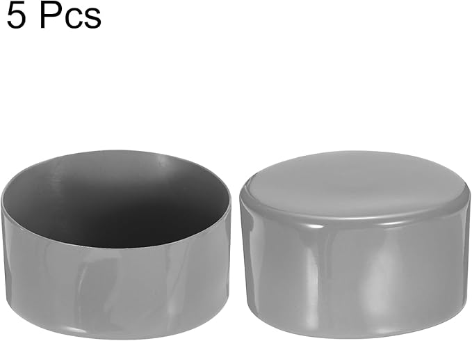 uxcell 5pcs Rubber End Caps Protective Caps 100mm ID Vinyl PVC Round Tube Bolt Cap Cover Screw Thread Protectors Light Gray
