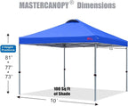 MASTERCANOPY Durable Pop-up Canopy Tent with Roller Bag (10x10, Blue)