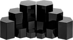 Jetec Hexagonal Jewelry Display Risers Hexagonal Market Display Risers Stands Acrylic Showcase Acrylic Stand for Jewelry Model Figures Decoration, 6 Sizes(Black,12 Pieces)