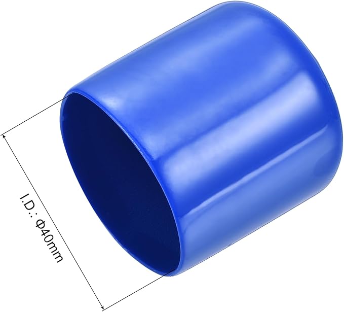 uxcell 4pcs Rubber End Caps 40mm(1 9/16") ID Vinyl Round Tube Bolt Cap Cover Screw Thread Protectors Blue, 40mm Height