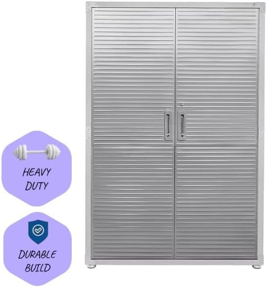 Heavy Duty Storage Solid Stainless Steel Cabinet with Lockable, Adjustable Shelf, Metal Garage Organizer (Granite, 48" W x 24" D x 72" H)