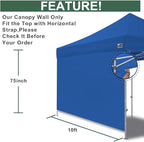 Eurmax USA 10FT Instant Canopy SunWall Pop Up Canopy Wall with Horizontal Strap ONLY,1 Pack Sidewall (Royal Blue)