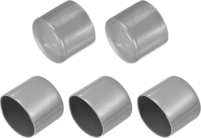uxcell 5pcs Rubber End Caps Protective Caps 50mm ID Vinyl PVC Round Tube Bolt Cap Cover Screw Thread Protectors Light Gray