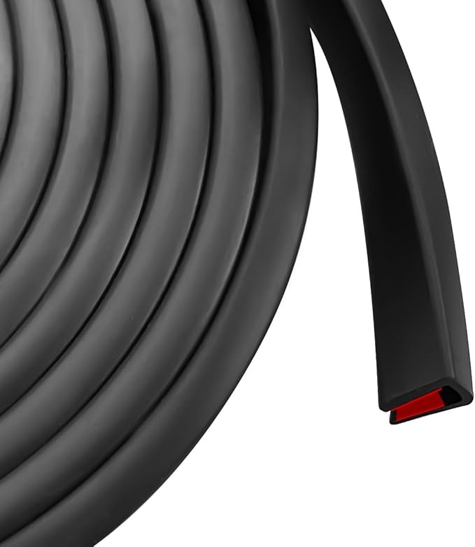 Edge Trim, 3/16" (5mm) Rubber Edge Trim, Flexible Self Adhesive U Channel Edge Protector for Glass, Mirror, Plywood, Steel Panel Sharp Edges, Peel and Stick Plastic Trim, Black Color, 20Ft