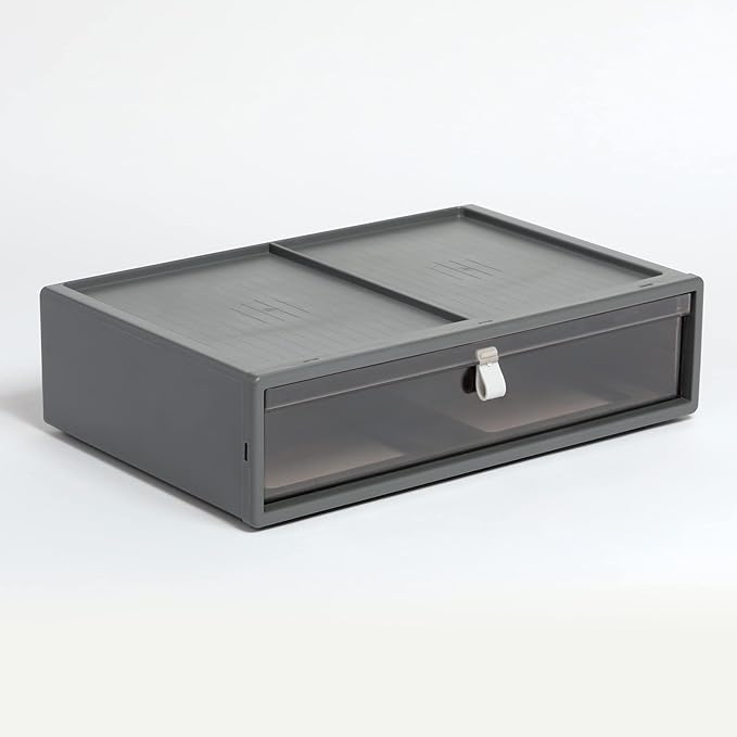 Pendaflex Stackable Drawer, Durable Plastic, Silicon Handles, Tinted Drawers, Single, Gray, 14" x 9" x 3.5", Large, 1 Piece (41794)