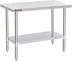 DuraSteel 24x48 Stainless Steel Work Table - NSF Commercial Prep Metal Table - Outdoor Pizza Oven Stand w/Under Shelf - Kitchen Island Laundry Utility Garage Microwave Stand Large Rolling Storage Cart
