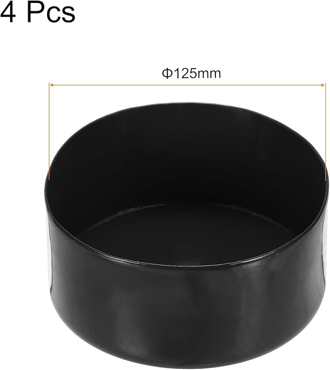 uxcell 4pcs Rubber End Caps 125mm(4 15/16 Inch) ID x 80mm(3 1/8 Inch) H Vinyl Round End Cap Cover Screw Thread Protectors Black