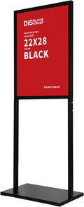 DISPLAYSWORKER Sign holder floor stand, heavy Duty Pedestal poster banner stand for display,22×28 inch slide-in double sided poster sign holder floor standing for board Display (Black, 22×28)