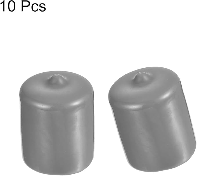 uxcell 10pcs Rubber End Caps 24mm ID Vinyl Round End Cap Cover Screw Thread Protector Light Grey