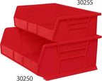 Akro-Mils 30250 AkroBins Plastic Storage Bins, Space-Saving Stackable Bins for Garage, Pantry, Craft Organization, 15-Inch x 16-Inch x 7-Inch, Red, 6-Pack