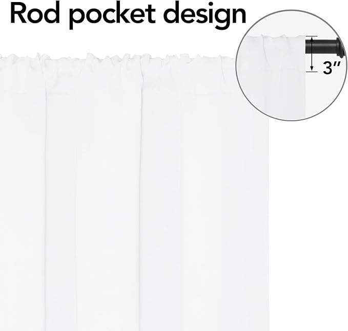 Easy-Going Rod Pocket Blackout Curtains for Bedroom, Room Darkening Window Curtains for Living Room, Thermal Insulated Noise Reduction Solid Window Drapes, 2 Panels(42x84 in, White)