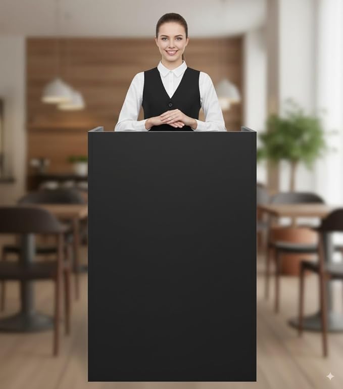 Portable Cash Register Stand - Black Cash Wrap Checkout Desk with Drawer for Retail, Meetings, Reception & Events
