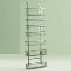 Moforoco Sage Green Over The Door Pantry Organizer, Pantry Door Organizer Shelves, Kitchen Organizers and Storage, Hanging Basket Wall Spice Rack Seasoning Shelves
