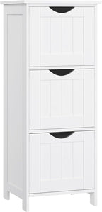 VASAGLE Floor Storage Cabinet, Freestanding Storage Unit with 3 Drawers, 11.8 x 12.6 x 31.9 Inches, for Bathroom, Living Room, Kitchen, Modern Style, Matte White UBBC50WT