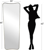 ANDY STAR 24" x 65" Full Length Mirror, Brushed Gold Floor Mirror with Premiun Stainless Steel Thin Frame, Antique Italian Curved Design, Wall Mountable or Leaning for Bedroom, Living Room, Cloakroom