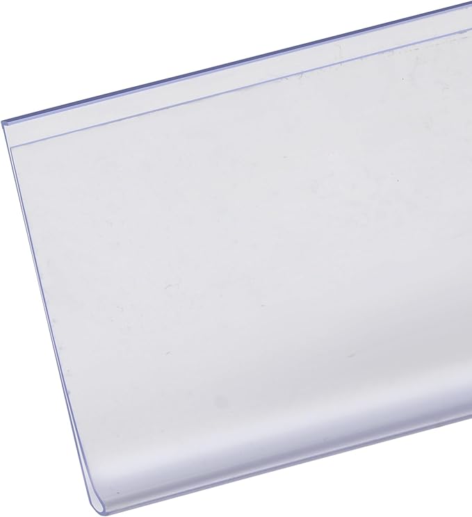Shelf Label Strips, Pro Painter 25 Pack Self Adhesive 1.5”H Shelf Strip Price Tag Holder for Plastic, Metal and Wood Gondola Shelf, Clear Plastic Front/Clear Back Sign Holder for 48” Long Shelf