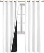 White Blackout Curtains 84 Inch Length for Living Room, Thermal Insulated 100% Light Blocking Soundproof Grommet Window Curtains for Bedroom 2 Panels, Each 52 Inch Wide