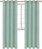 BGment Blackout Curtains - Grommet Thermal Insulated Room Darkening Bedroom and Living Room Curtains, Set of 2 Panels (52 x 95 Inch, Frosty Green)