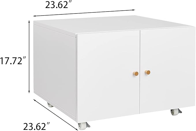 Print Mobile Printer Stand, Rolling Filing Cabinet, Lateral Office Filing Cabinet fits A4 or Letter Size for Home Office (White, H17.72)