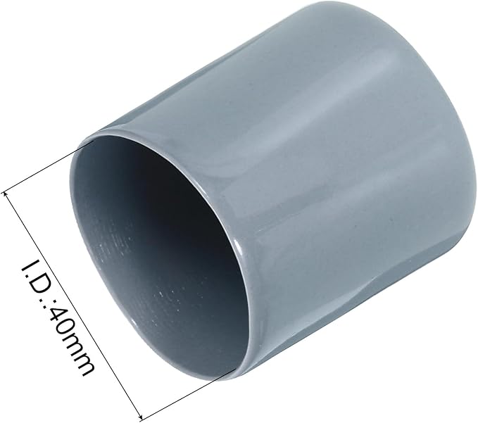 uxcell 4pcs Rubber End Caps 40mm ID Vinyl Round Tube Bolt Cap Cover Screw Thread Protectors Grey, 40mm Height