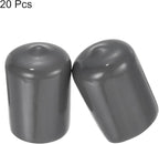 uxcell 20pcs Rubber End Caps 19mm(3/4") ID Vinyl PVC Round Tube Bolt Cap Cover Screw Thread Protectors Dark Grey