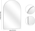 Arched Bathroom Mirror, 30"x48" Silver Arched Mirror for Bathroom, Wall Mounted Mirror, Silver Vanity Wall Mirror w/Metal Frame for Bedroom, Entryway, Living Room, Hanging or Leaning Against