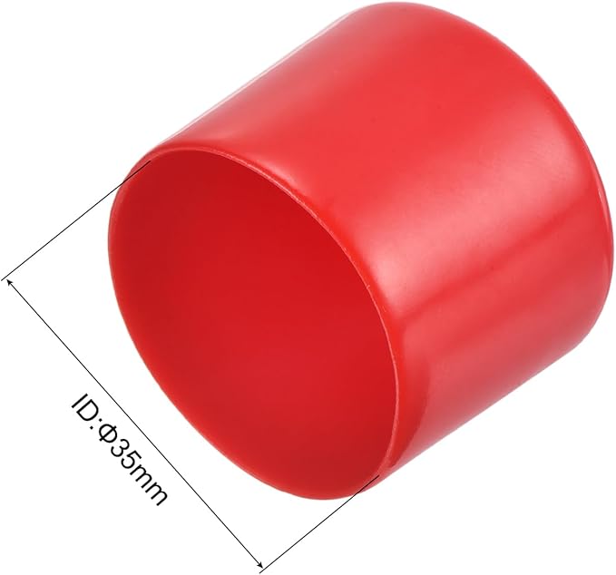 uxcell 4pcs Rubber End Caps 1 3/8"(35mm) ID Vinyl Round End Cap Cover Screw Thread Protectors Red, 30mm Height