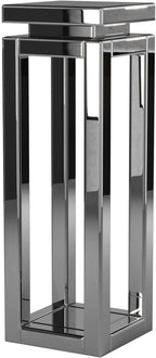 Howard Elliott Small Silver Mirrored Pedestal Accent Table for Home Decoration, Mirrored Finish Design End Table for Bedroom, Entryway or for Any Room, 12 x 12 x 28 Inches