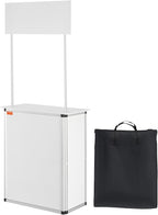 VEVOR Promotion Counter Table, Portable Tradeshow Podium Table, 30.91" x 14.96" x 71.46", Display Exhibition Counter Stand Booth Fair with Wall, Pop Up Podium with Storage Rack/Carrying Bag