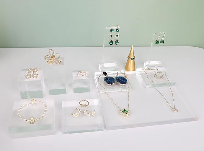 GemeShou 3pcs clear earring stand jewelry display for show, acrylic earring holder hanger for women, small earring jewelry display for selling Photo【Acrylic Earring L Stand-3pcs 】