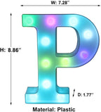 Pooqla Colorful LED Marquee Letter Lights with Remote – Light Up Marquee Signs – Party Bar Letters with Lights Decorations for The Home - Multicolor P